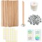 200 Pcs Thicked Wood Candle Wicks for Candle Making, 5.1 X 0.51X 0.06 Inch Upgrade Wood Wicks, Wooden Wicks Box Includes Iron Stander, Glue Dot, and Warning Labels (50 Sets)
